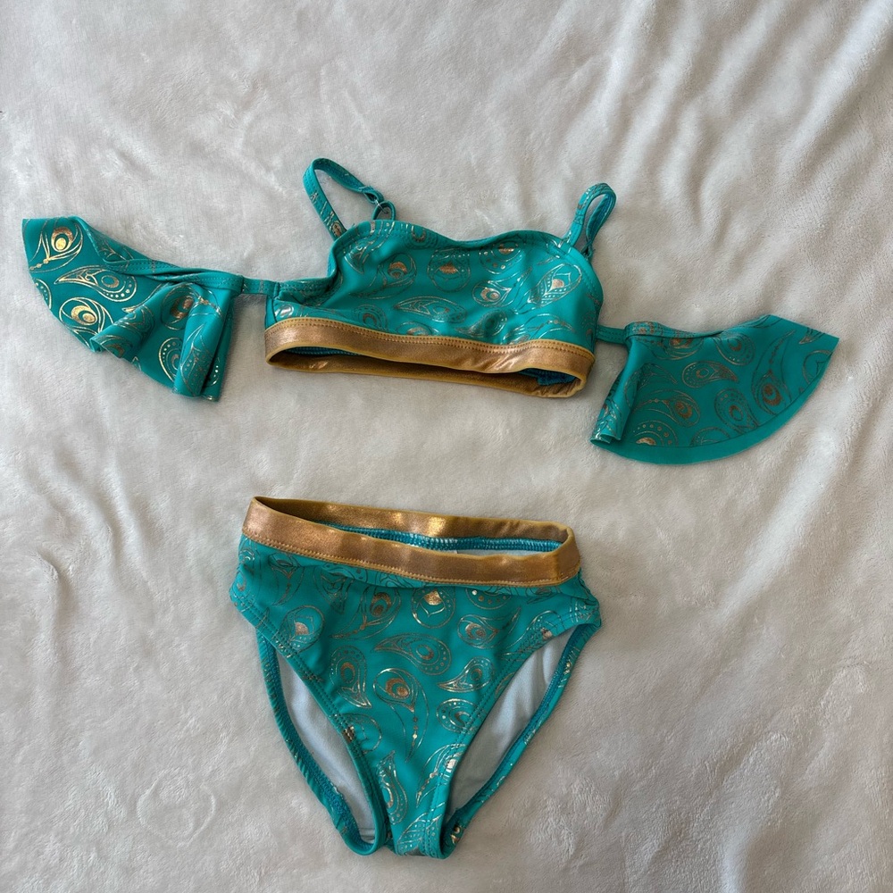 Disney Princess Jasmine swimsuit toddler girl size 3 two piece Aladdin